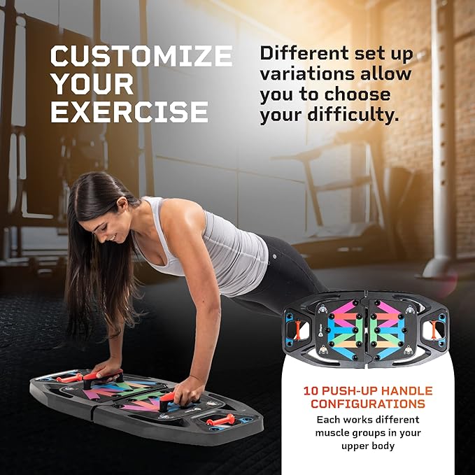 Lifepro Portable Home Gym with Push Up Training Board for Full Body Workouts Push Up Rack Board with 4 Resistance Bands - Home Workout kit Platform for Home Workouts