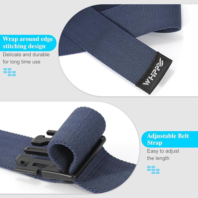 WHIPPY Mens Elastic Stretch Belt Unisex Adventure Web Belt for Women Men with Non-Metal Buckle Adjustable Belts