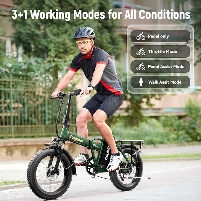 Foldable Electric Bike for Adults, 30+MPH, 48V 20Ah Removable Battery up to 80Miles, 20" Fat Tire Peak 1000W Motor Dirt Ebike Adult Electric Bicycle for City Commute Beach Mountain Adventurous E Bike