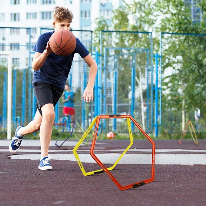 Yes4All Hex Agility Rings/Speed Rings with Carrying Bag – Hexagon Rings, Agility Hurdles for Agility Footwork Training