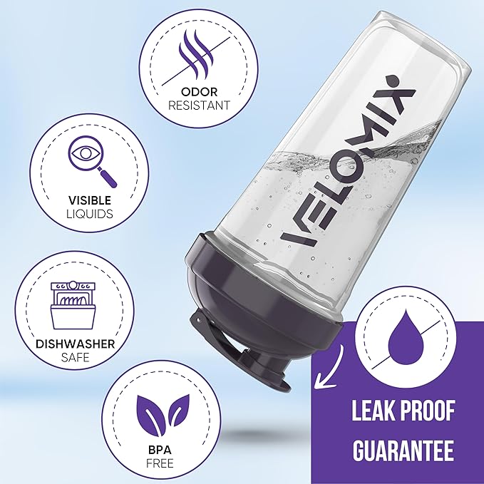 '-6 PACK- 28 oz Protein Shaker Bottle for Protein Mixes - 6x Wire Whisk | Leak Proof Shaker Cups for Protein Shakes | Protein Shaker Bottle Pack | Protein Shake Cup (Muted Clarity)