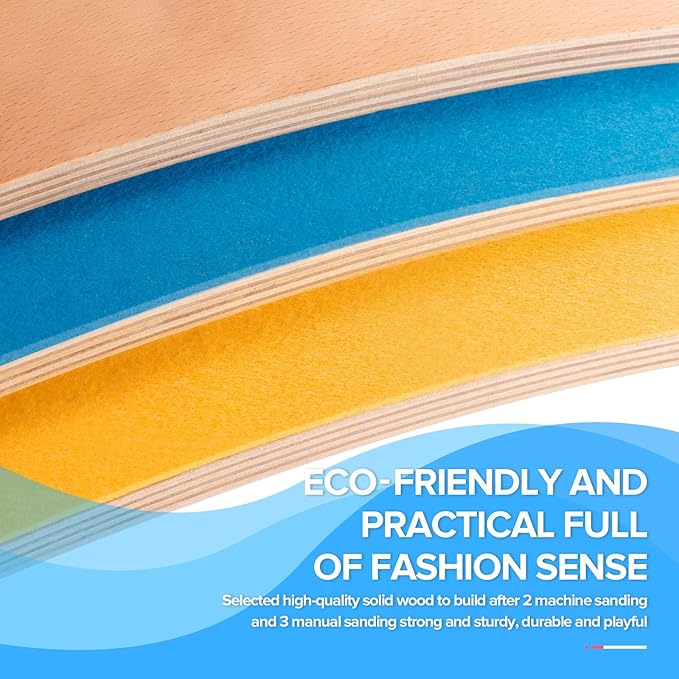 Wooden Balance Board Kids, 37" Natural Wobble Board Wooden Toys for Toddlers Kids & Adults, Birthday Gifts for 3 4 5 6 7 8 Year Old Boys Girls Kids, Open Ended Montessori Waldorf Learning Toy