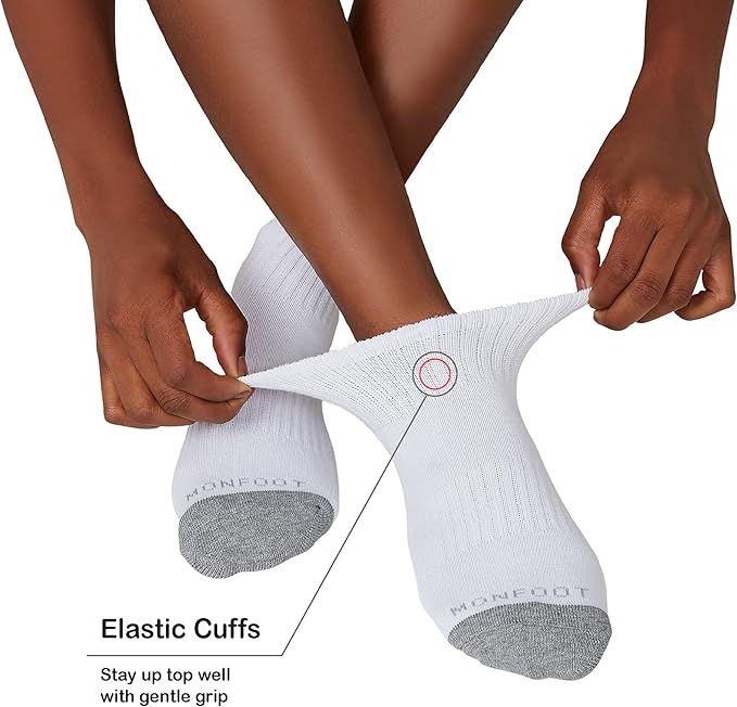 MONFOOT Men's/Women's 6 Pairs Daily Cushion Comfort Fit Performance Quarter Ankle Socks Multipack