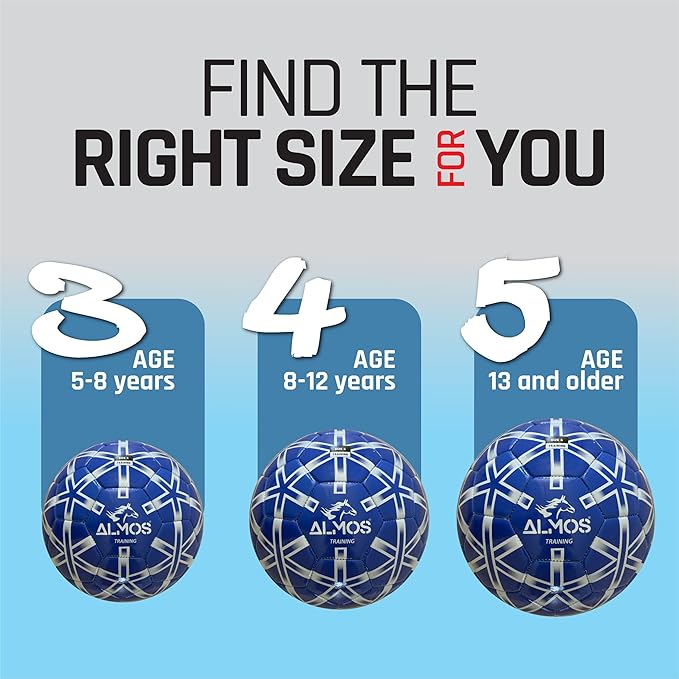 Almos Training Soccer Ball – for Club Match, Training, Match Performance, Indoor & Outdoor Soccer, Suitable for Grass & Astro | PVC Soccer Ball | Size 4 & Size 5 for Adult Soccer Players, Blue |