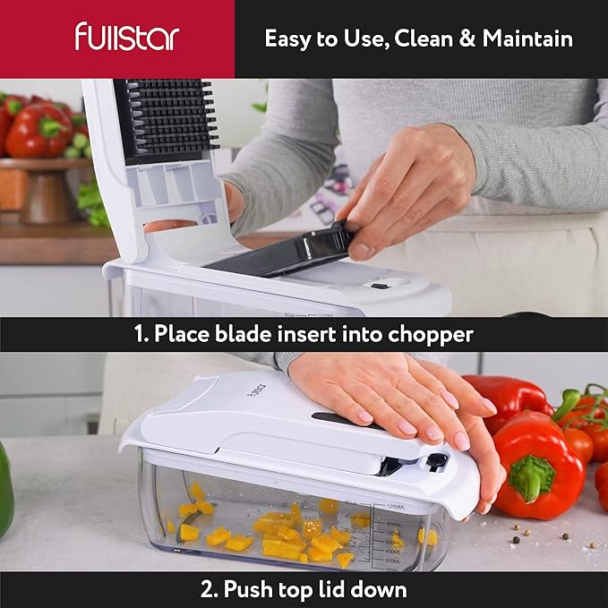 Fullstar The Original Pro Chopper - Vegetable Chopper and Spiralizer, Food Chopper with Container, Fruit Slicer, Kitchen Gadgets & Accessories, Home Essentials (8 in 1, White)