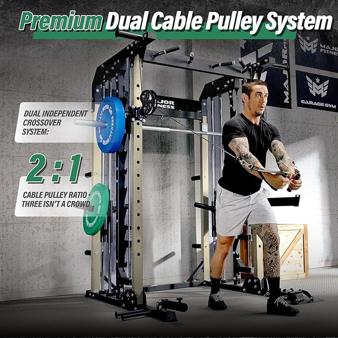 B52 Machine Home Gym with Power Rack, Cable Crossover, Dual Pulley System, Landmine, and Multi-Grip Pull-Up Bar – Heavy-Duty Fitness Equipment for Strength Training and Full-Body Workouts