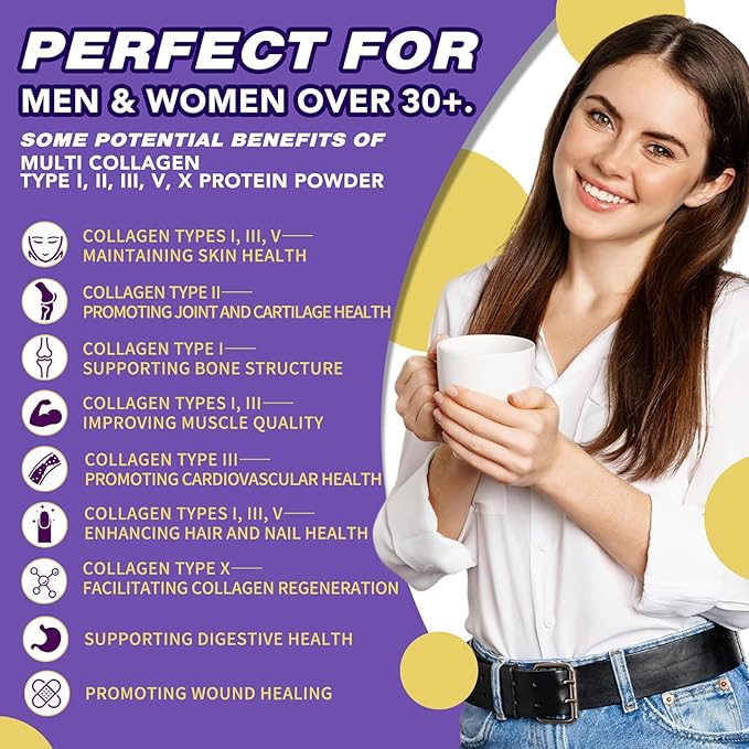 Zammex Multi Collagen Protein Powder, 5 Types of Hydrolyzed Collagen Peptides, Premium Grass-Fed Beef, Chicken, Wild Fish, Eggshell, Keto & Paleo Friendly, 60 Servings, Unflavored