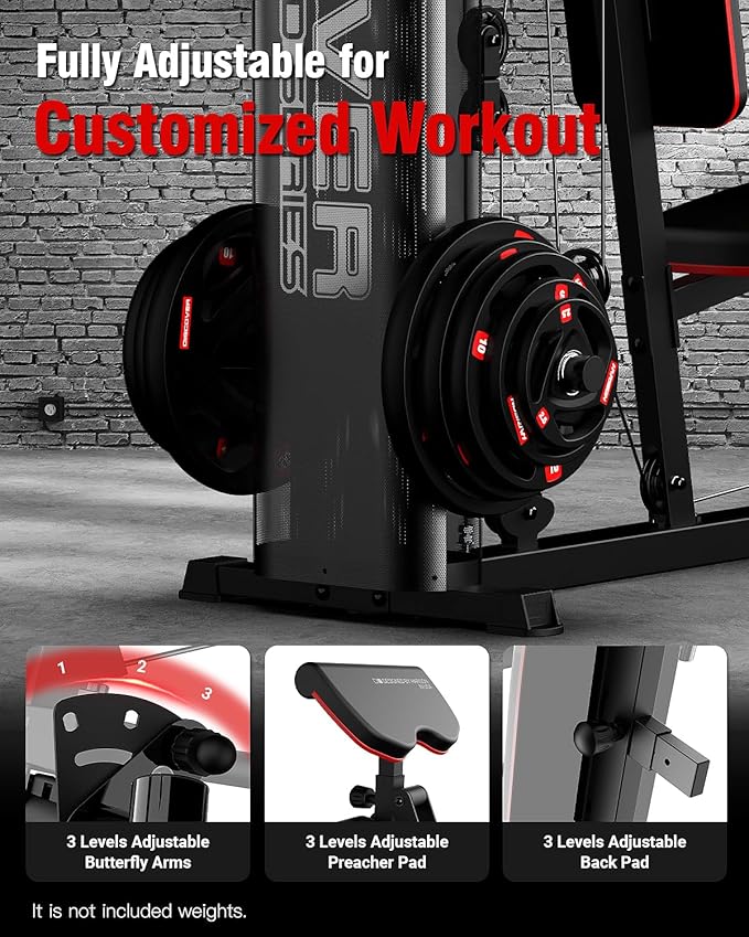 HARISON Home Gym - Full Body Workout Equipment, Exercise Equipment, Fitness Equipment, Multifunctional Home Gym Equipment for Home with Pulley System, Weight Bench, Rowing Machine