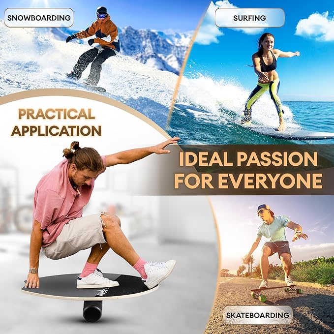 Yes4All 2-in-1 Balance Boards Set, 9 Adjustable Modes Surf Trainer, Wobble Board Exercise for Adults, Includes Roller & Ball