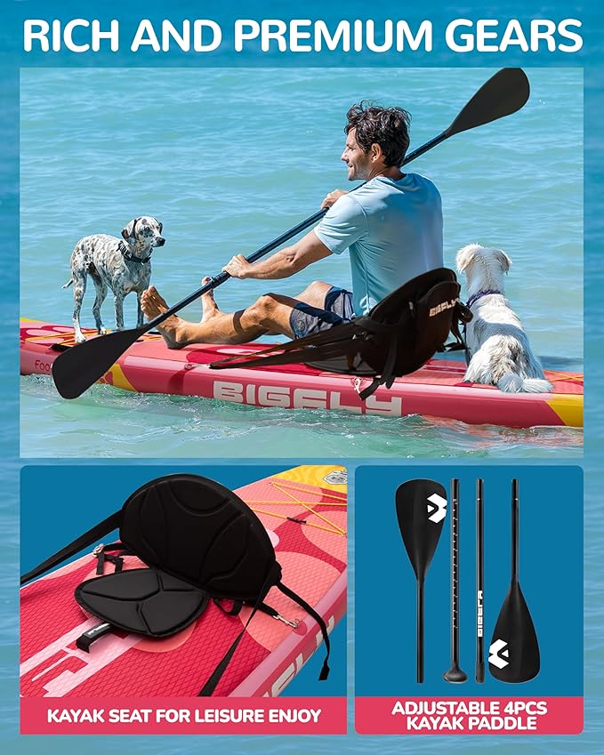 Bigfly 11'6×35" Super Wide Inflatable Stand Up Paddle Board, Ultra Stable Wide SUP for 2+1 People/Family/Big Size, 100L Backpack, All-Round Sup Board, US Big Fin