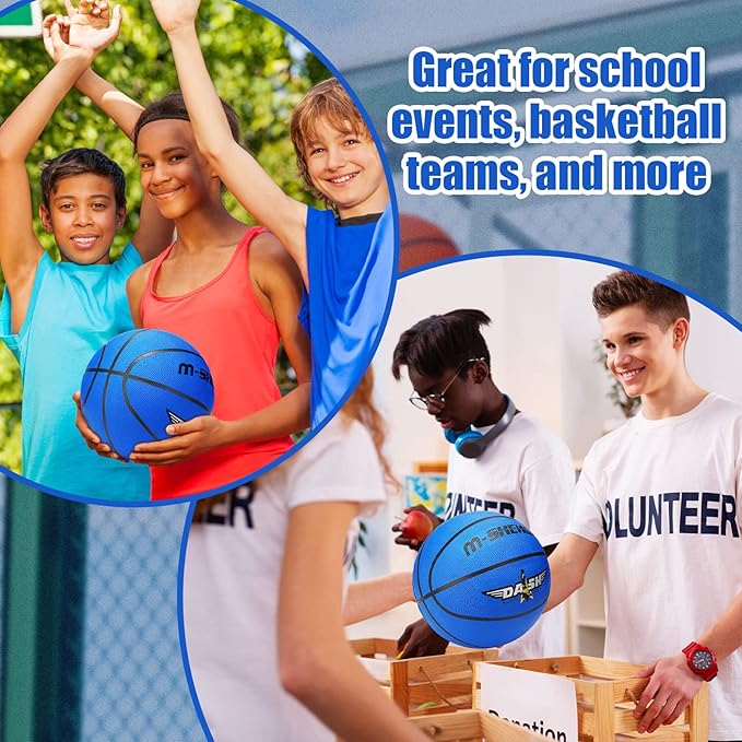 Jerify 12 Pieces Basketballs Bulk Official Size 7 Rubber Basketballs 29.5 Rubber Inflatable Basketballs with Pump Indoor Outdoor Basketballs Bulk Standard Basketball for Training and Play