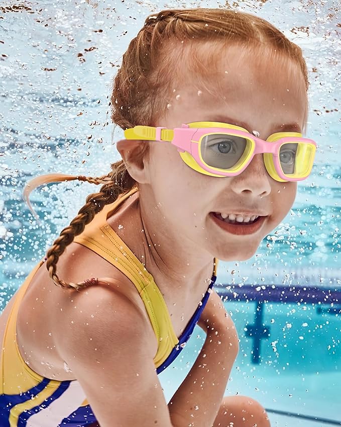 Kids Swim Goggles,Swimming Goggles for Kids 6-14, Anti-Fog UV Protection Pool Glasses for Boys Girls