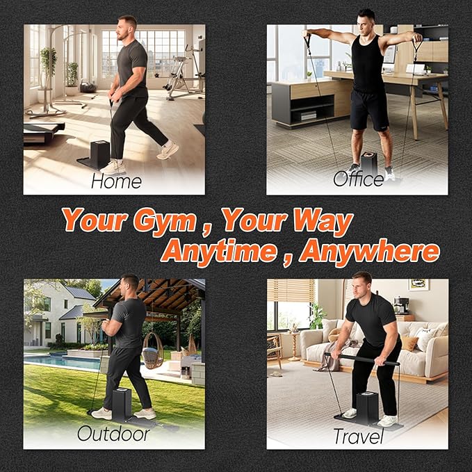 SR3 Pro Smart Home Gym Equipment,Portable Cable Machine for Home Workout ,Max 180lbs Resistance All-in-One Full Body Strength Trainer with Ambient Light