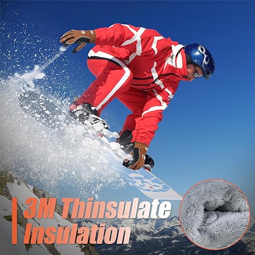 HANDLANDY Winter Insulated Work Gloves, 3M Thinsulate Thermal Water-Resistant Gloves for Men Women Touch Screen, Warm Ski Snowboard Cold Weather Gloves (Brown, Large)