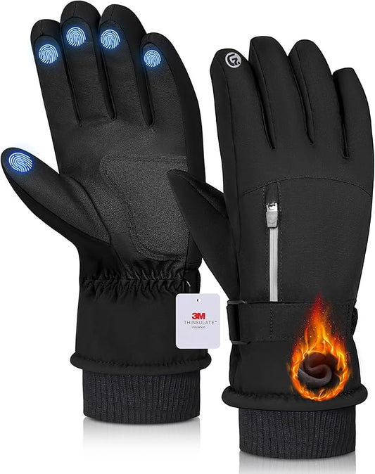 Waterproof Winter Ski Gloves Thermal -10F°, 3M Thinsulate Thick Warm Gloves, Windproof Touch Screen Snow Gloves