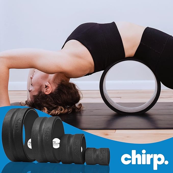 Chirp Wheel Foam Roller - Targeted Back & Neck Pain Relief, Muscle Massage, Trigger Point Therapy, High-Density Foam Tool for Physical Therapy, Stretching & Exercise, 500lbs Capacity, 4-Pack Black