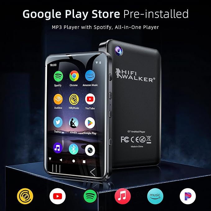 MP3 Player with Bluetooth and WiFi, Music Player with Camera Spotify Pandora,Amazon Music, 4" Touch Screen Android MP4 Player with Speaker 144GB MP4 & MP3 Player for Travel Sport