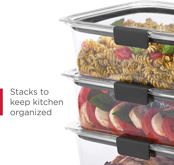 Rubbermaid Brilliance BPA-Free Food Storage Containers Multi Pack, 1.3 Cup Plastic Containers with Lids, 5 Pack, Leak Proof, Microwave & Dishwasher Safe