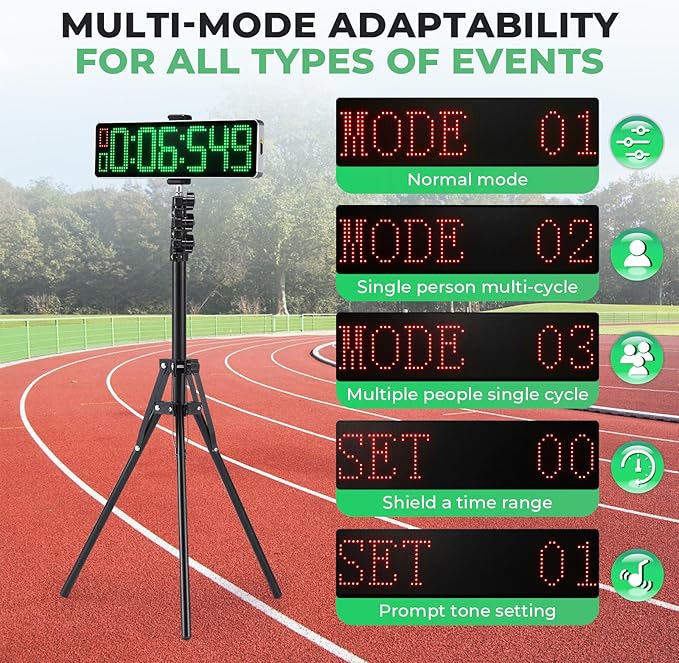 Powered Wireless Laser Timer for Sprints with High Stand, Laser Sprint Timer System, Race Clock with Tripod for Speed Training/Lap/Track Field/Football/Bike/Motorcycle