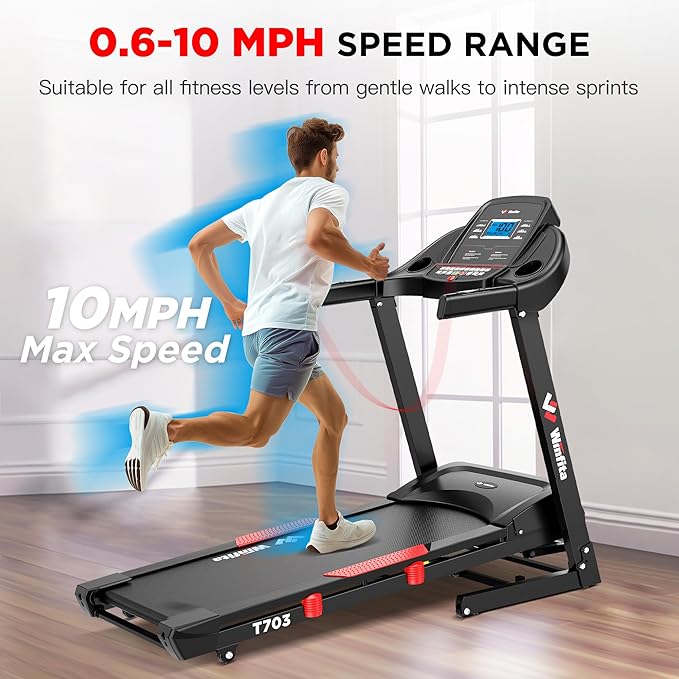 Treadmill with 15% Auto Incline, 300 LBS Capacity and 10 MPH Max Speed, 4.0HP Folding Treadmills for Home Features 18'' x 50'' Belt, Bluetooth, APP, 64 Preset Programs and 3 Countdown Modes