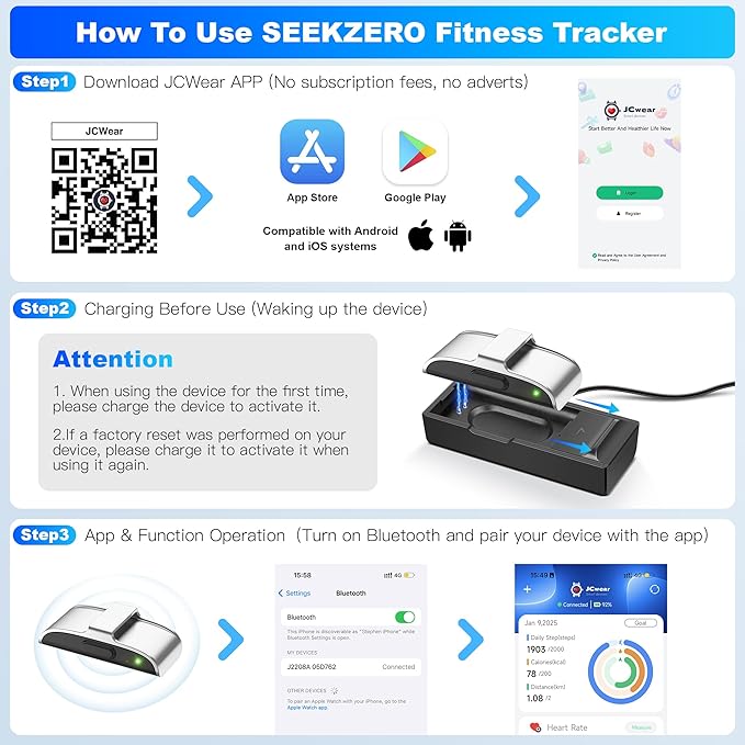 Sleep & Fitness Tracker Wristband for Women Men | 24/7 Heart Rate, Blood Oxygen & Stress Monitor | Step & Calorie Counter | IP68 Waterproof Activity Tracker, No Subscription Fee (Gray)