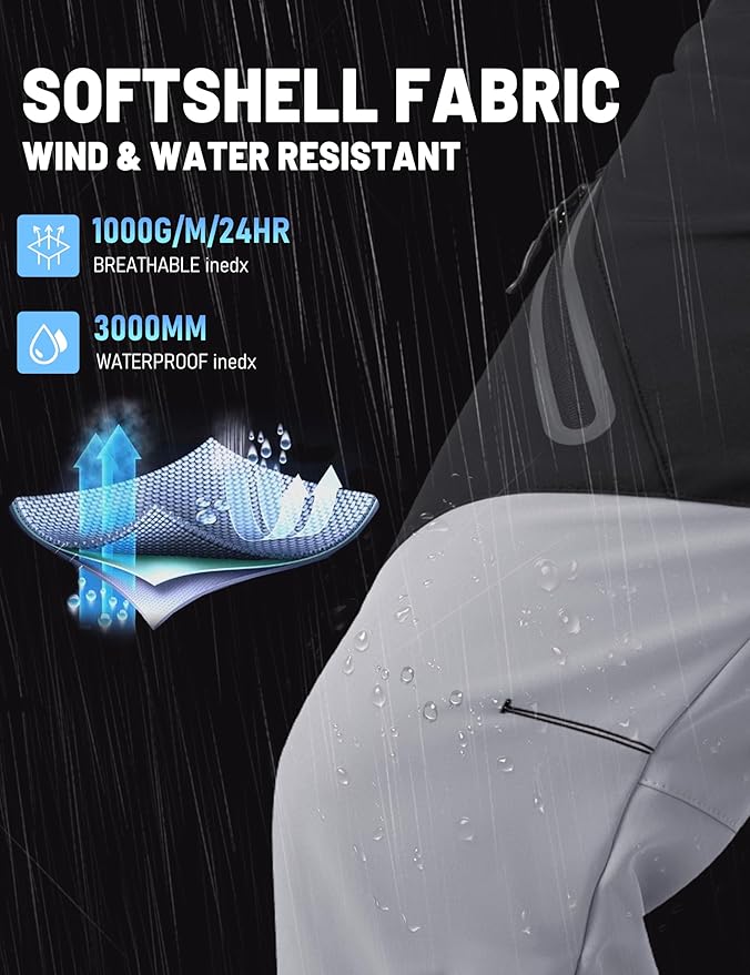 TACVASEN Men's Skiing Snow Pants Fleece Lined Waterproof Winter Insulated Hiking Pant for Outdoor Work Hunting Cargo