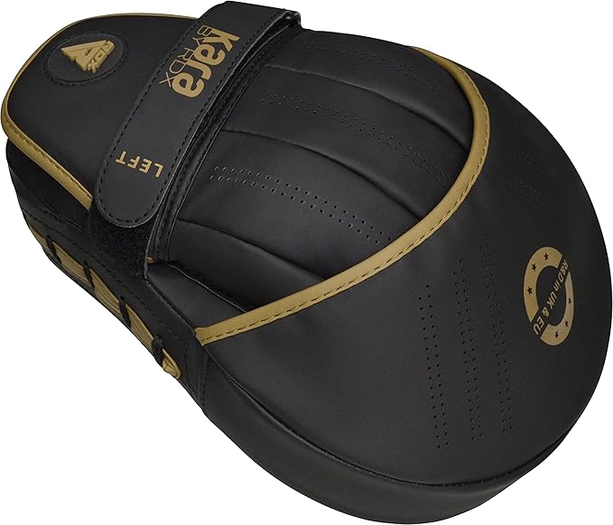 RDX Boxing Pads Curved Focus Mitts, Maya Hide Leather Kara Hook and jab Training Pads, Adjustable Strap Ventilated, MMA Muay Thai Kickboxing Coaching Martial Arts Punching Hand Target Strike Shield