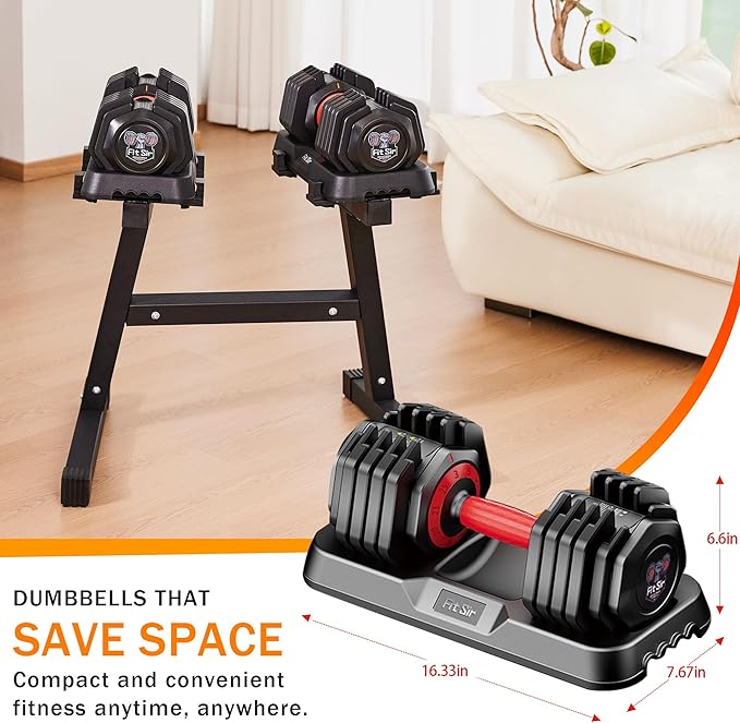 Adjustable Dumbbell Set 25/55/90LBS,10 in 1 Free Weights Dumbbell with Anti-Slip Texture Handle,1 Sec Speed Adjustment Men/Women Gym and Home Strength Training Equipment.