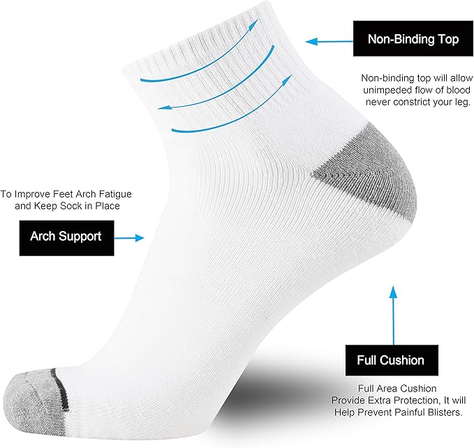 ONKE Max Full Cushion Low Cut Quarter Socks for Men Athletic Running Training Work Thick Warm Moisture Control Anti Blister