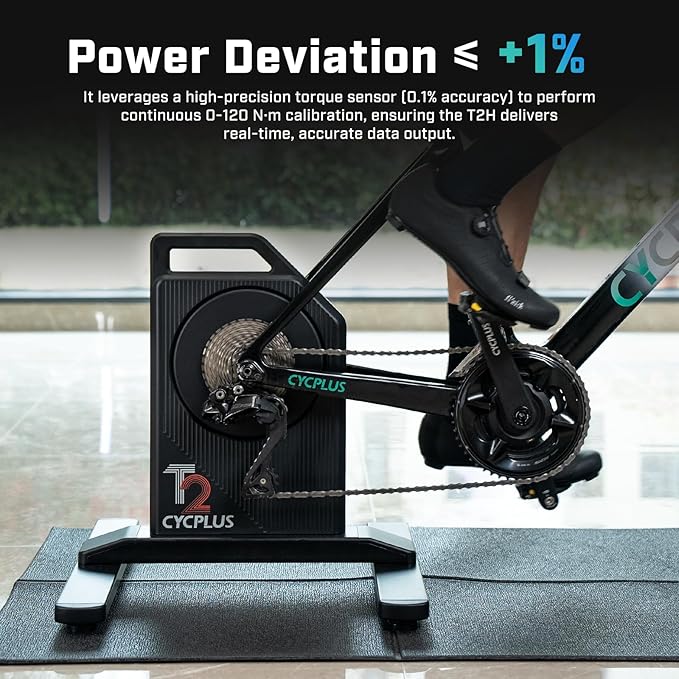 CYCPLUS T2H Smart Bike Trainer - 2200W Brushless Motor, 20% Gradient Simulator, BLE/ANT+ Dual Mode, Virtual Shifting Ready, Triple Silent Design with Dual Cooling Fans