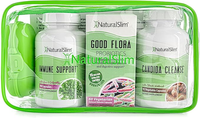 NaturalSlim Candida Cleanse Support Supplements Bundle - Candiseptic Kit Anti Overgrowth, Gut & Colon Cleansing Capsules - Formulated by Frank Suarez (2 Pack)