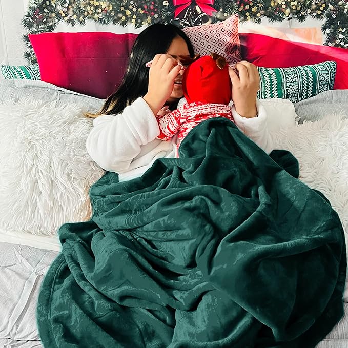 Bedsure Fleece Blanket Twin Size Emerald Green - 300GSM Lightweight Plush Fuzzy Cozy Soft Warm Blanket for Bed, Sofa, Couch, Travel, Camping, 60x80 inches