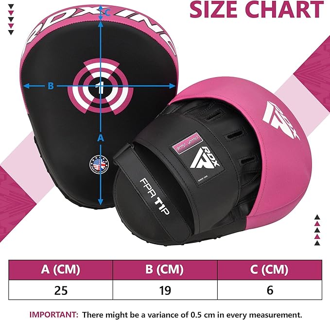 RDX Boxing Pads Focus Mitts, Maya Hide Leather Curved Hook and Jab Target Hand Pads, Great for MMA, Kickboxing, Martial Arts, Muay Thai, Karate Training, Padded Punching, Coaching Strike Shield