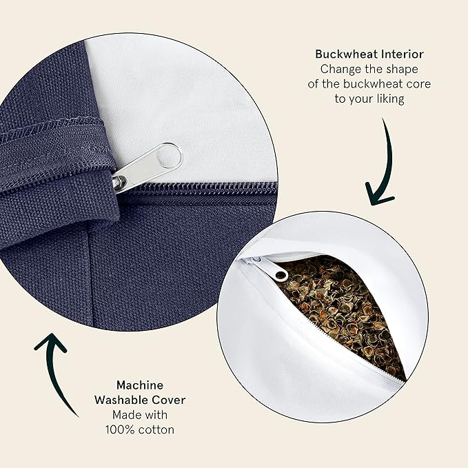 Retrospec Sedona Zafu Meditation Cushion Filled w/Buckwheat Hulls - Yoga Pillow for Meditation Practices - Machine Washable 100% Cotton Cover & Durable Carry Handle, Round