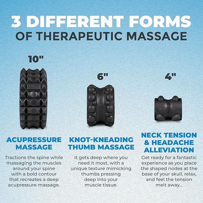 Chirp Wheel XR 3P Massage Roller Set - 10” Acupressure, 6” Knot-Kneading Thumb, 4” Neck & Headache Tension Relief, High Density Foam Massage Rollers for Back & Neck Pain, 500lbs Capacity, Mint