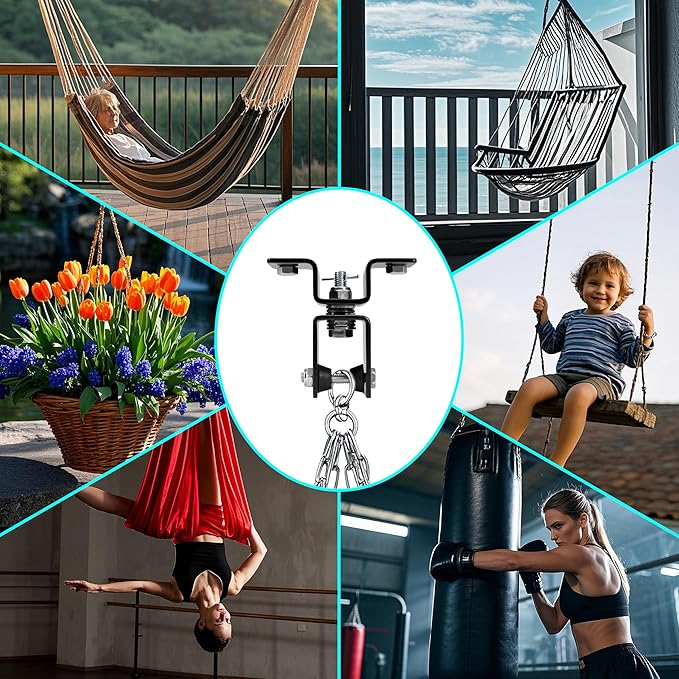 Rotating Punching Bag Hanger with 360degree Swivel Hook Heavy Duty Ceiling Wall Mount for Boxing MMA, Fitness Training Secure Adjustable Steel Bracket Speed Bag Aerial Yoga Swing Gymnastic Rings