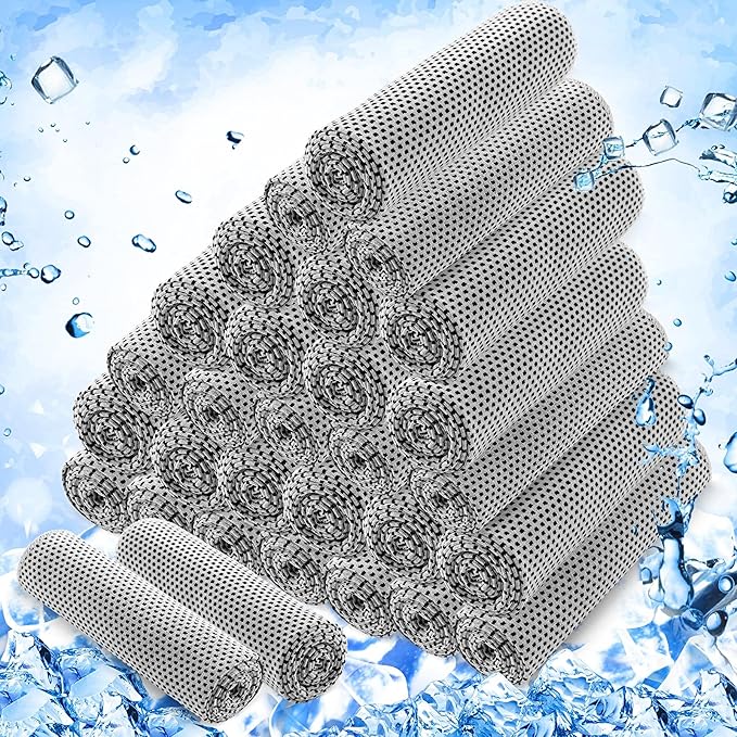 Hosuly 30 Pack Cooling Towels, 40"x12" Ice Breathable Soft Chilly Sweat Rag Microfiber Workout Rags for Gym Cooling Towels for Neck and Face for Yoga Golf Sport Running