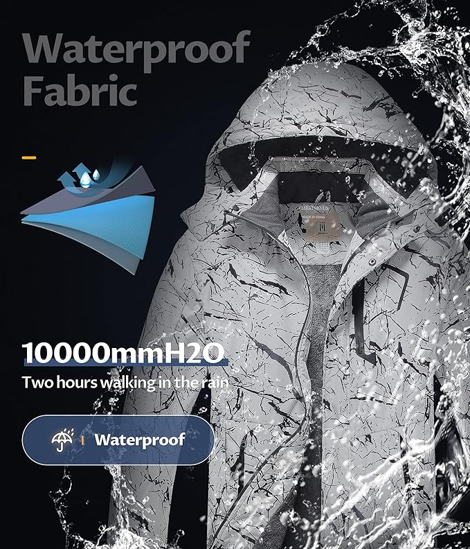 CREATMO US Men's Mountain Waterproof Ski Jacket - Windproof Snowboarding Warm Winter Coat Raincoat