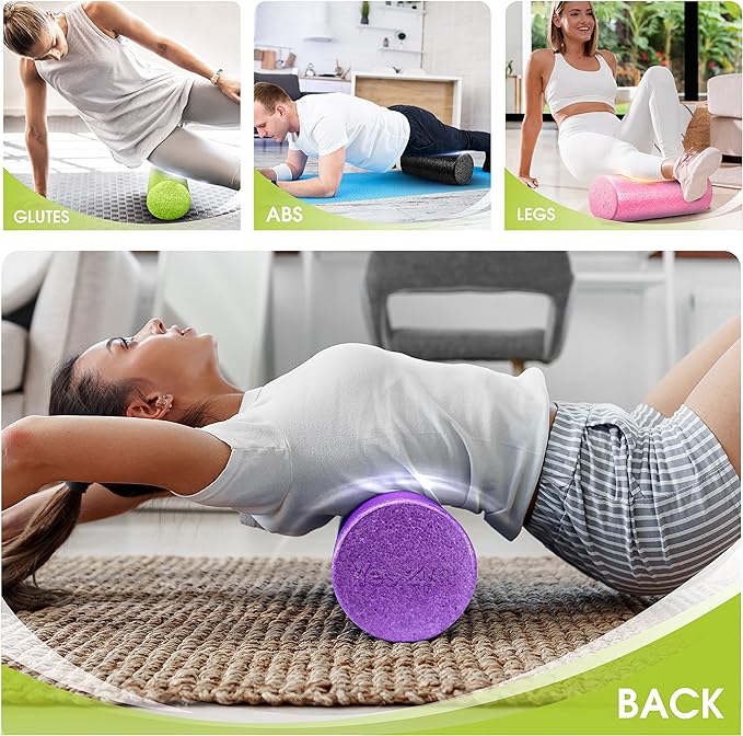 Yes4All High-Density EPP Round Back Roller Foam, Exercise Foam Roller for Yoga, Pilates & Stretching - 12, 18, 24, 36 inch