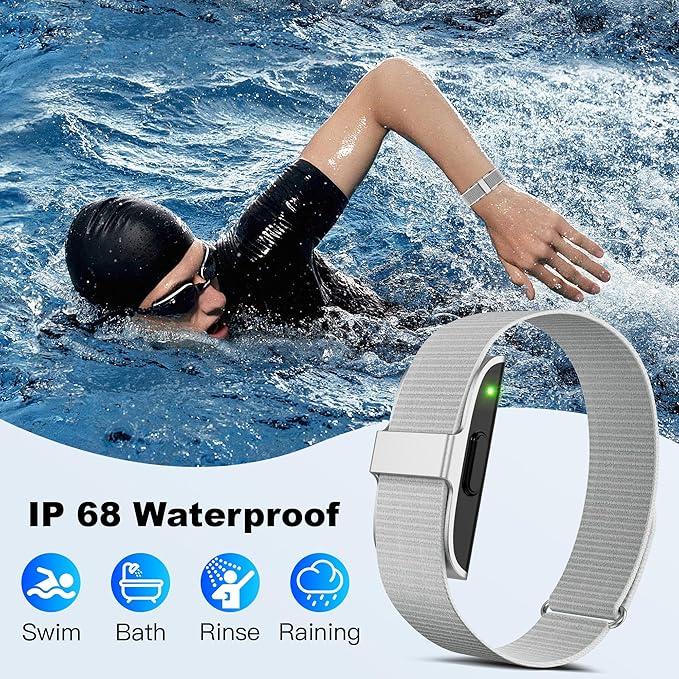 Sleep & Fitness Tracker Wristband for Women Men | 24/7 Heart Rate, Blood Oxygen & Stress Monitor | Step & Calorie Counter | IP68 Waterproof Activity Tracker, No Subscription Fee (Gray)