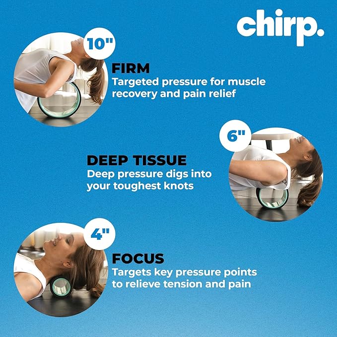 Chirp Wheel Foam Roller - Targeted Back & Neck Pain Relief, Muscle Massage, Trigger Point Therapy, High-Density Foam Tool for Physical Therapy, Stretching & Exercise, 500lbs Capacity, 3-Pack Mint
