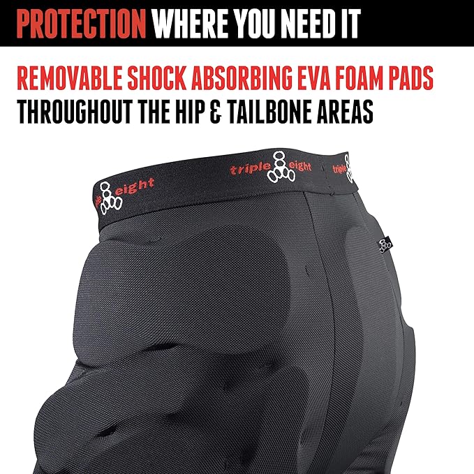 Triple Eight Bumsaver Padded Shorts for Skateboarding, Roller Skating, Roller Derby, Inline Skating, Snowboarding and Skiing