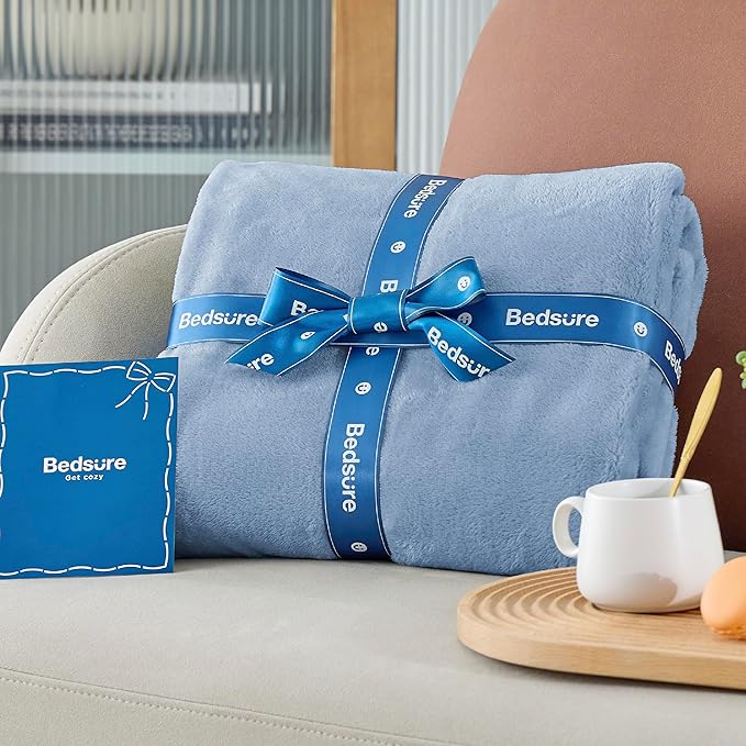 Bedsure Fleece King Size Blankets for Bed Light Blue - Soft Lightweight Plush Cozy Fuzzy Luxury Microfiber, 108x90 inches