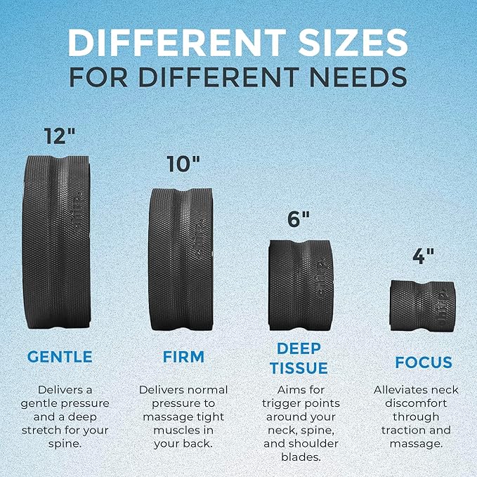 Chirp Wheel Foam Roller - Targeted Back & Neck Pain Relief, Muscle Massage, Trigger Point Therapy, High-Density Foam Tool for Physical Therapy, Stretching & Exercise, 500lbs Capacity, 4-Pack Black