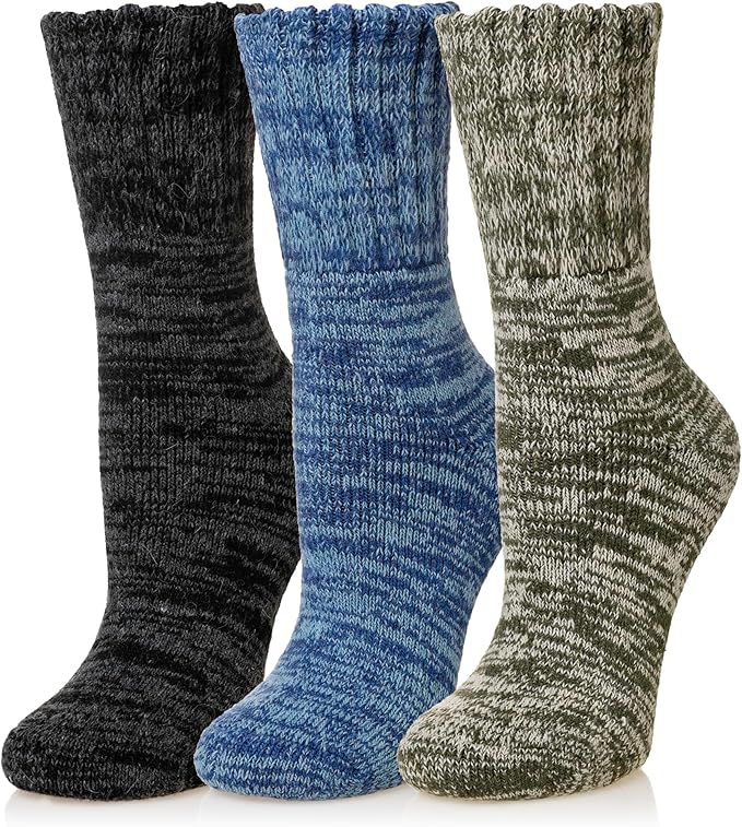 Merino Wool Boot Socks Thermal Winter Ski Thick Warm Hiking Socks for Women Men 3 Pairs