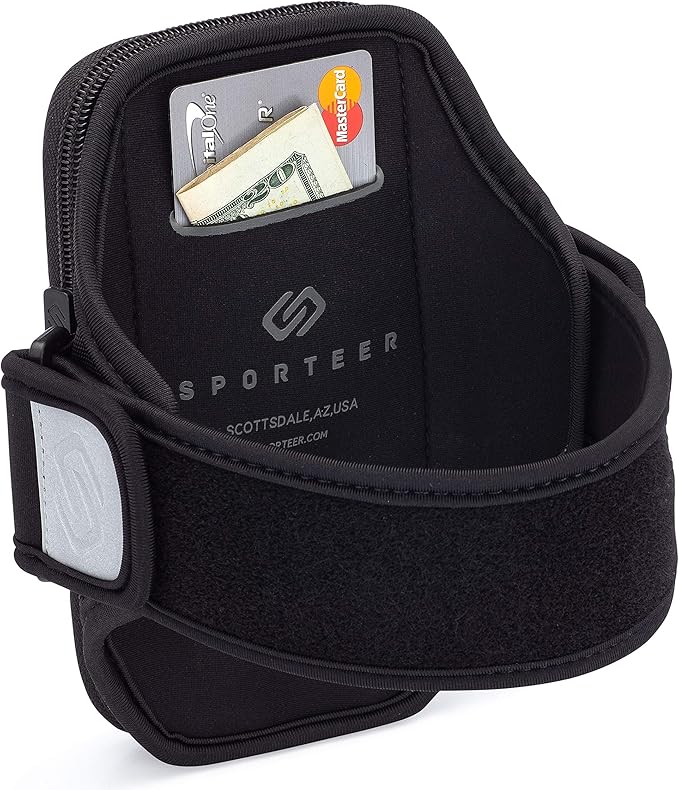 Sporteer Velocity V8 Running Armband - Compatible with iPhone 16 Pro Max, 16 Plus, 15/14 Pro Max, 16/15/14 Pro, iPhone 16/15/14, Galaxy S24+, S23 Plus, Pixel, & Many More Cell Phones - FITS Cases