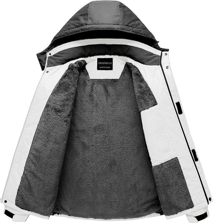 CREATMO US Men's Mountain Waterproof Ski Jacket - Windproof Snowboarding Warm Winter Coat Raincoat