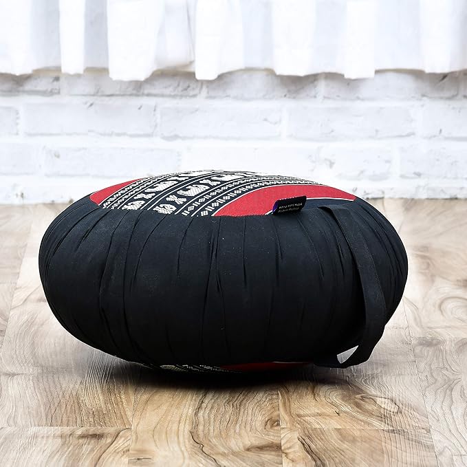 Leewadee Meditation Cushion Set – 1 Round Zafu Meditation Pillow and 1 Square Roll-Up Zabuton Meditation Mat, Pillows Bundle Filled with Kapok