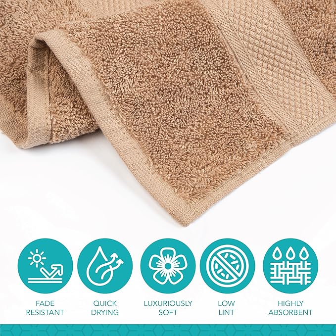 Pleasant Home Bath Towels Set of 6 (24” x 50”) 100% Cotton, 515 GSM | Lightweight, Soft & Absorbent Luxury Towels for Bathroom | for Gym, Pool & Spa | 6 Pack, Mocha