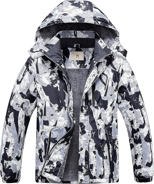 CREATMO US Men's Mountain Waterproof Ski Jacket - Windproof Snowboarding Warm Winter Coat Raincoat